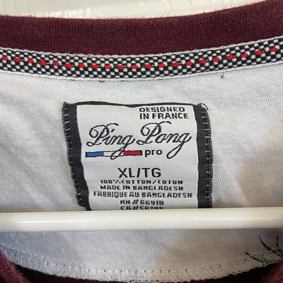 Ping Pong France Maroon Men’s XL Slim Fit T-Shirt BIRDS Pattern - Picture 2 of 3